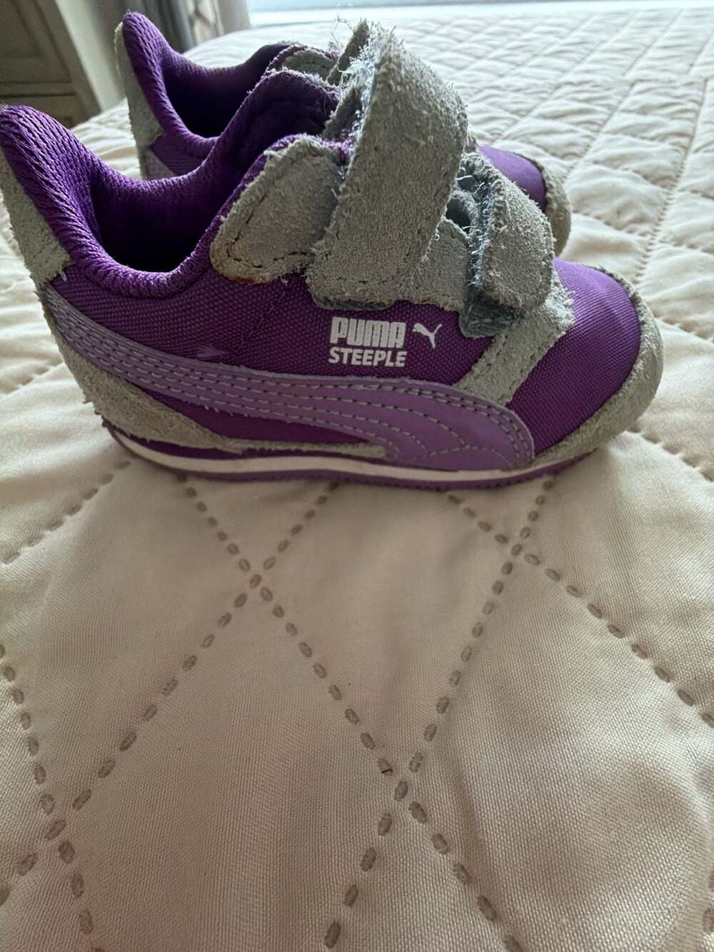 Puma Steeple Toddler Hook and Loop Sneakers Purple and Grey